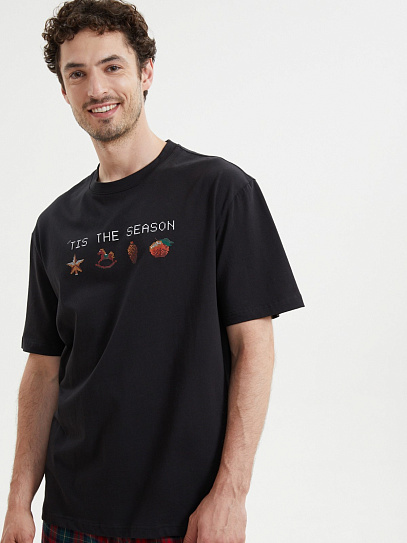 Новогодняя футболка из хлопка с принтом