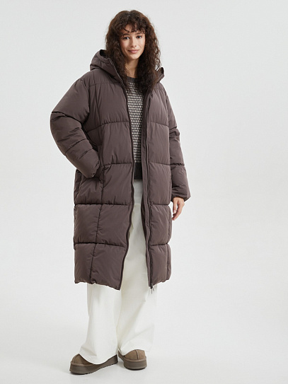 Тёплая куртка-пальто с капюшоном