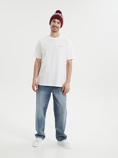 Новогодняя футболка из хлопка с принтом