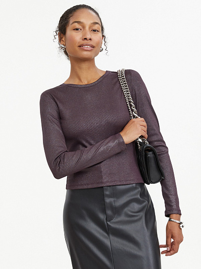 Короткий трикотажный лонгслив с блеском