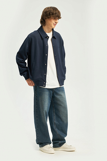 Трикотажная толстовка-бомбер на кнопках