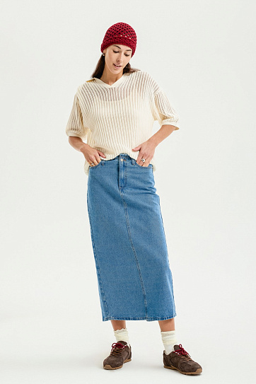 Вязаный джемпер с отложным воротником поло