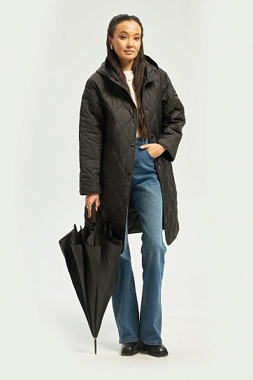 Утеплённая куртка-пальто с капюшоном