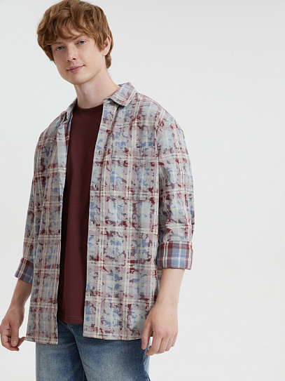 Рубашка из хлопка с узором в клетку