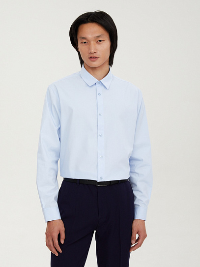 Офисная прямая рубашка с длинным рукавом