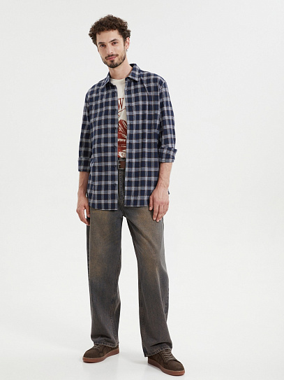 Рубашка из хлопка с узором в клетку