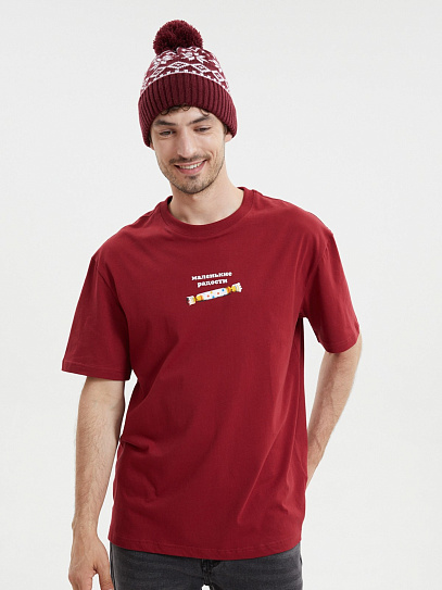 Новогодняя футболка из хлопка с принтом