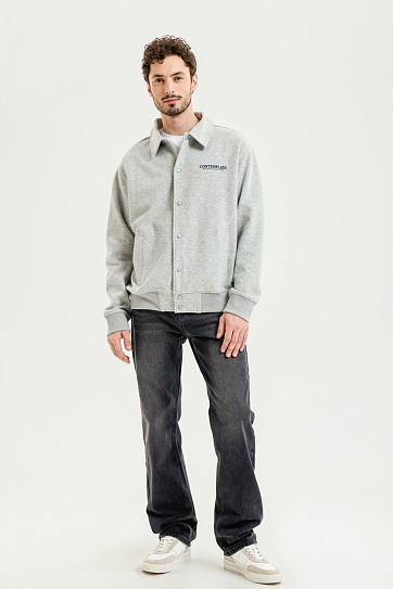 Трикотажная толстовка-бомбер на кнопках