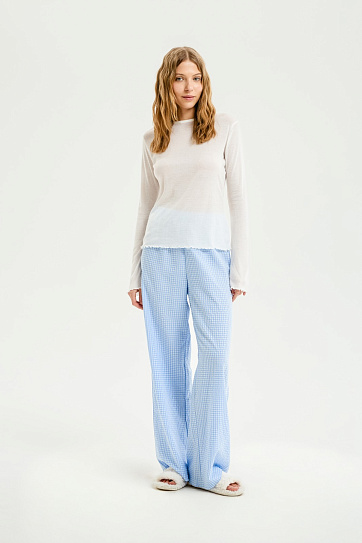 Прямые брюки на резинке с принтом