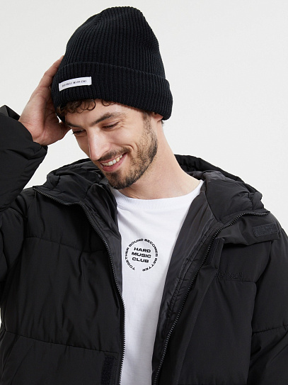 Вязаная шапка-бини с флисом