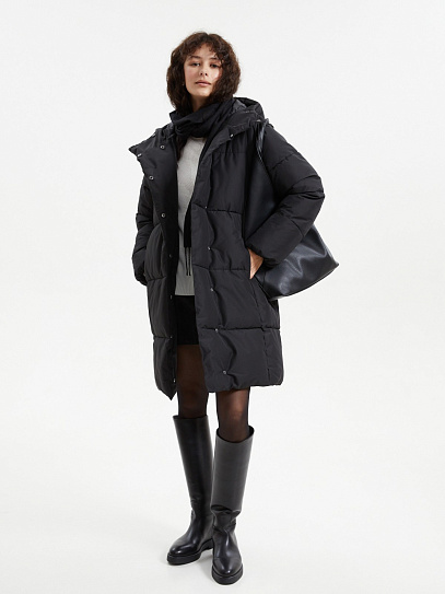 Тёплая куртка-пальто с капюшоном