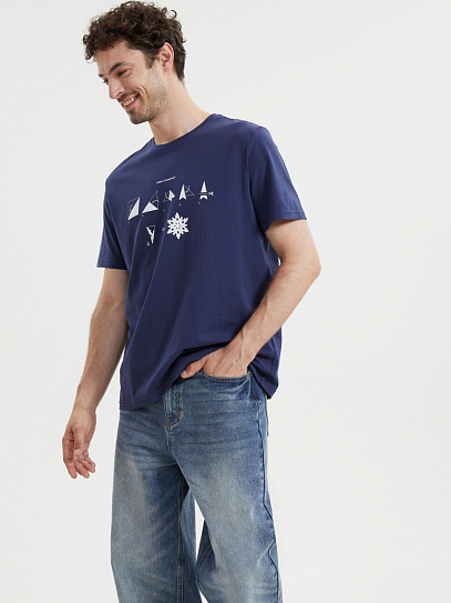 Новогодняя футболка из хлопка с принтом