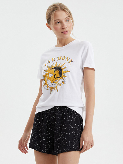 Короткие шорты из хлопка с принтом