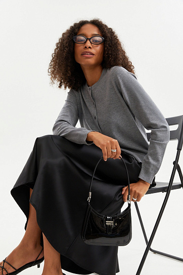 Сатиновая юбка миди на резинке