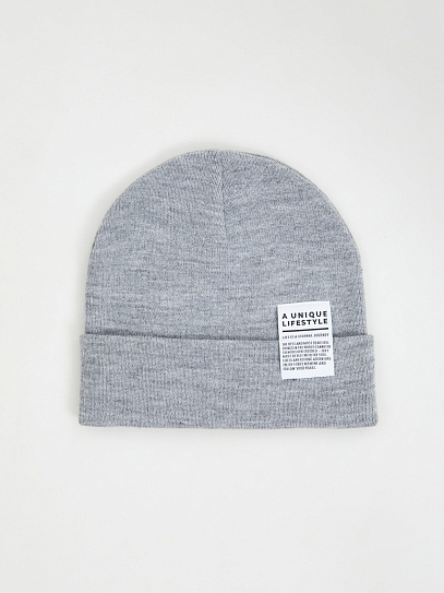 Трикотажная шапка-бини с отворотом