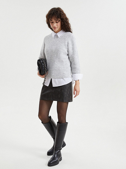 Юбка длины мини из экокожи