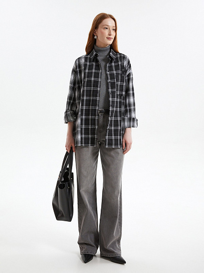 Рубашка оверсайз с узором в клетку