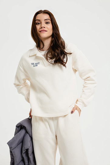 Свитшот с воротником поло