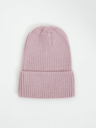 Вязаная шапка-бини с отворотом