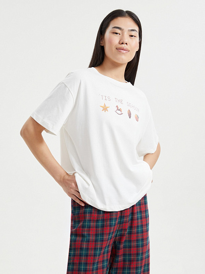 Футболка из хлопка с новогодним принтом