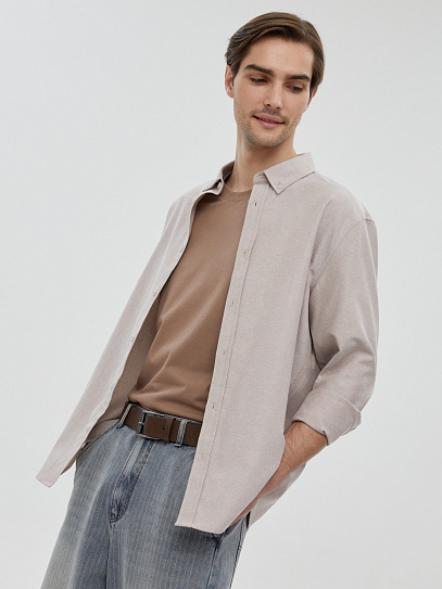 Офисная прямая рубашка с длинным рукавом