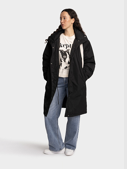 Тёплая куртка-парка на молнии с капюшоном