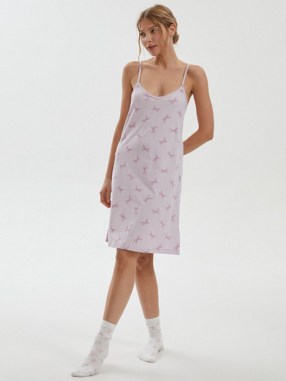Домашнее платье-комбинация мини из хлопка