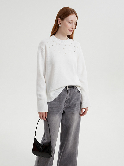 Вязаный джемпер с шерстью и декором