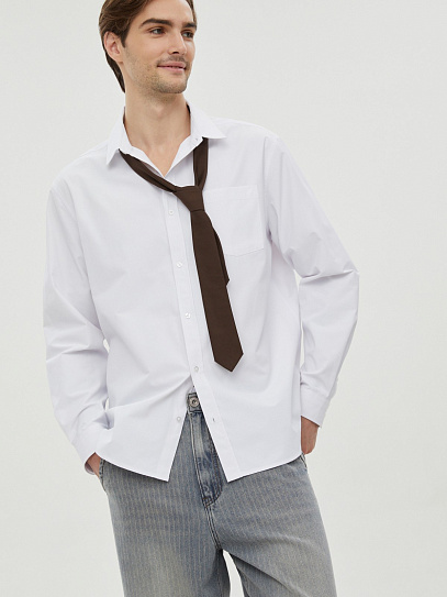 Офисная прямая рубашка с длинным рукавом